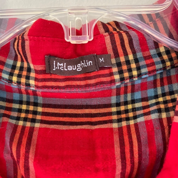 J.McLaughlin Sz M Red Plaid Lois Blouse Long Sleeves Light Fabric Top Shirt - Picture 2 of 7